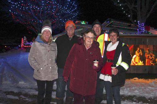 You never know who will show up at Riverhill Farm for the Christmas Light Display. On Dec. 1, MPP Randy Hillier along with his wife Jane, (they brought their grandsons) and former councilor Barb Sproule, stopped for a picture in front of the main house with Greg Ducharme and Rhonda Lemke. Photo/Craig Bakay